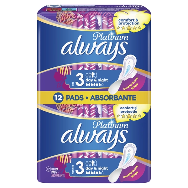 ALWAYS PLATINUM HIGIJENSKI ULOŠCI DAY&NIGHT DUO VELIČINA 3 12KOM