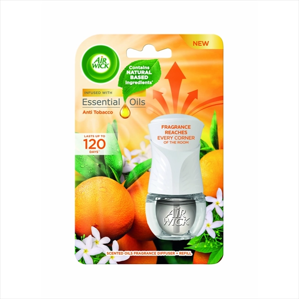 AIRWICK EL.ISPARIVAČ KOMPLET OSVEŽIVAČ PROSTORA ANTI TOBACCO 19ML