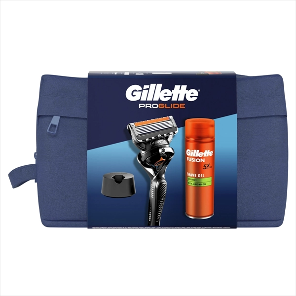 GILLETTE SET PROGLIDE (DRŠKA+POSTOLJE+1 DOPUNA+ GEL ZA BRIJ.+NESESER)